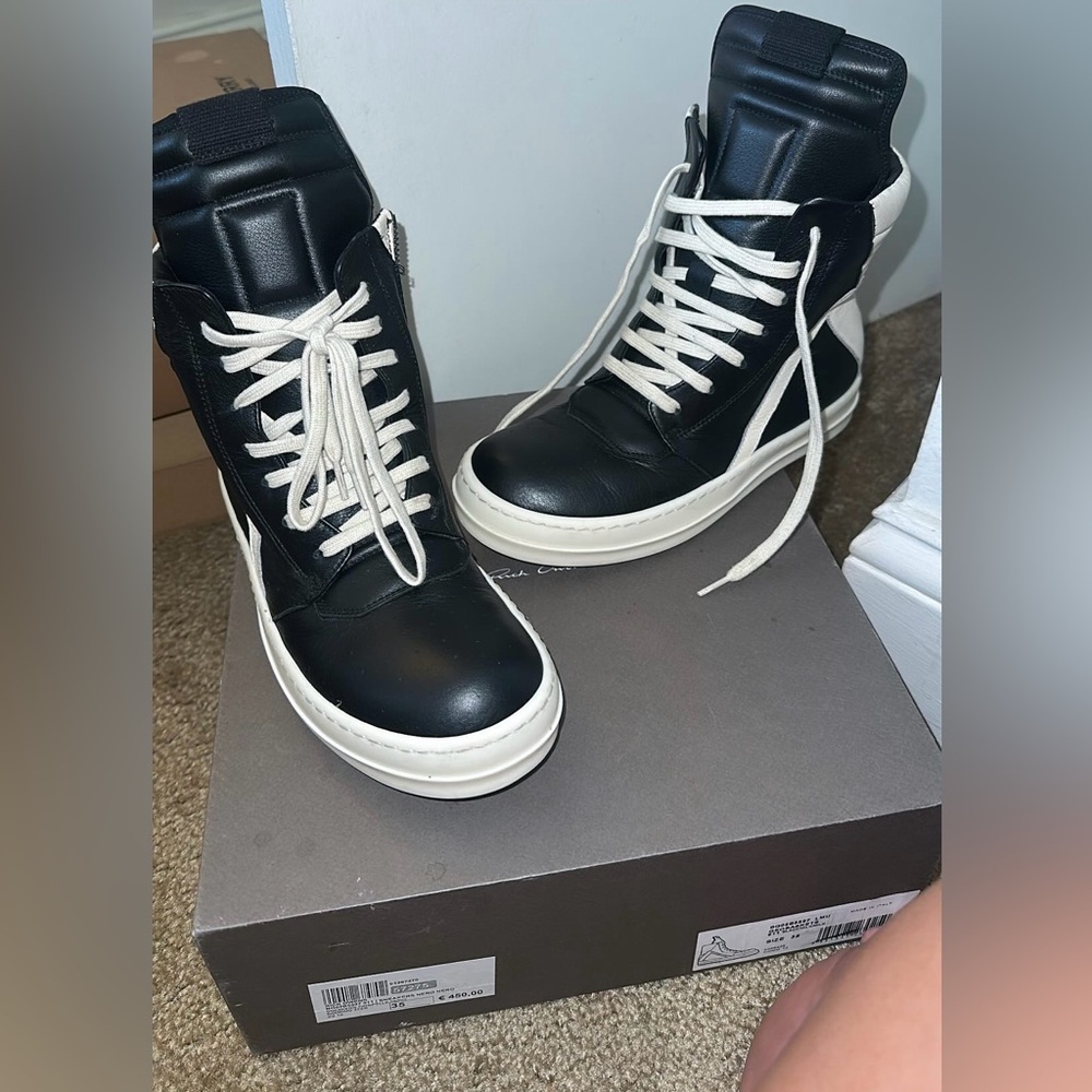 Rick Owens Kids Black and White Sneakers